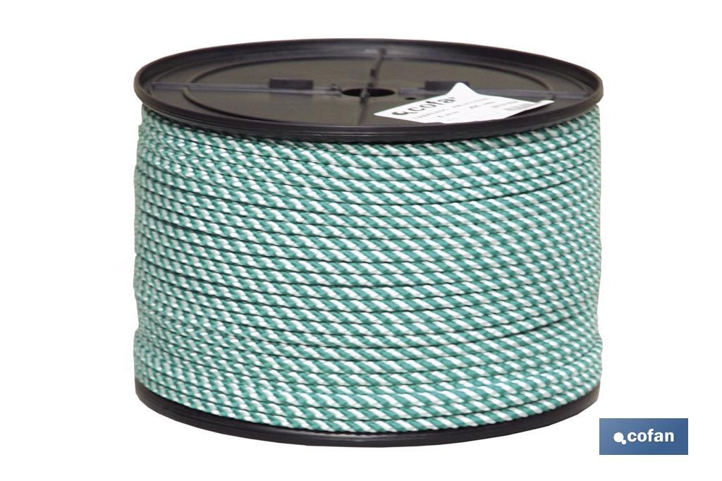 CUERDA HELICOIDAL 16MM 25 M. BCO/VERDE (PACK: 1 UDS)