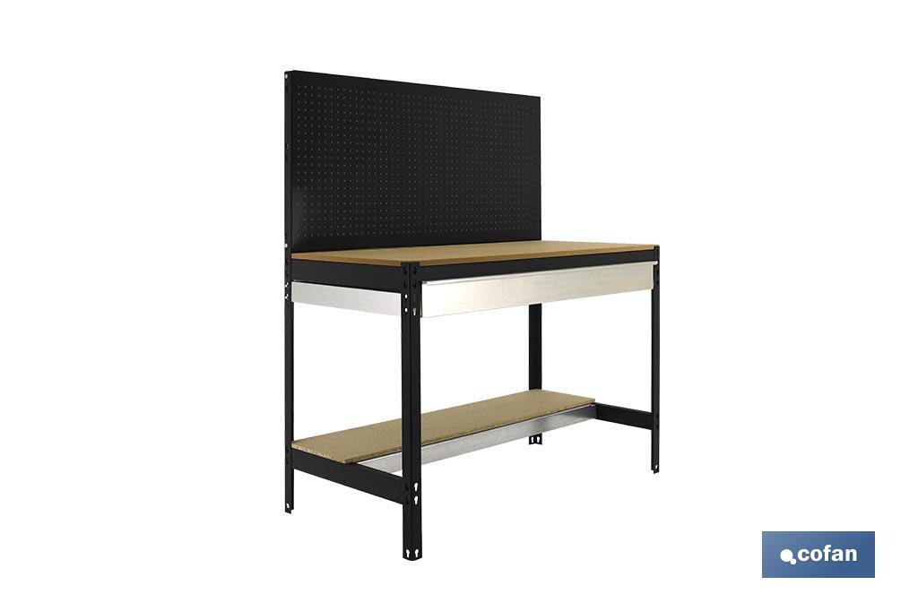 BANCO DE TRABAJO CON CAJÓN Y PANEL ANTRACITA MADERA L-1210 MM (PACK: 1 UDS)