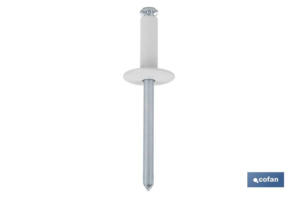 REMACHE FLOR CABEZA ANCHA BLANCO 4,8 X 16 MM (PACK: 250 UDS)