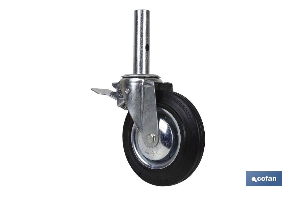 RUEDA GIRATORIA ANDAMIO C/FRENO 200 X 46 MM TUBO MACHO (PACK: 1 UDS) RUEDA GIRATORIA ANDAMIO C/FRENO 200 X 46 MM TUBO MACHO (PACK: 1 UDS)
