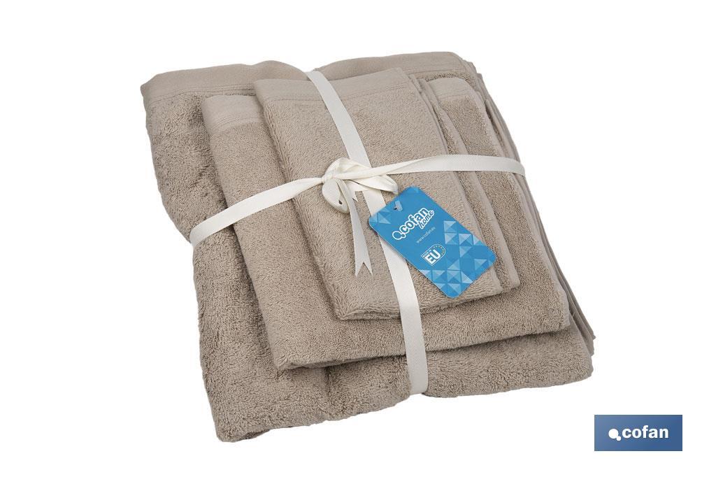 JUEGO DE 3 TOALLAS BEIGE 580 G/M2 GAMA ABISINIA 30X50  50X100  70X140 CM (PACK: 1 UDS)